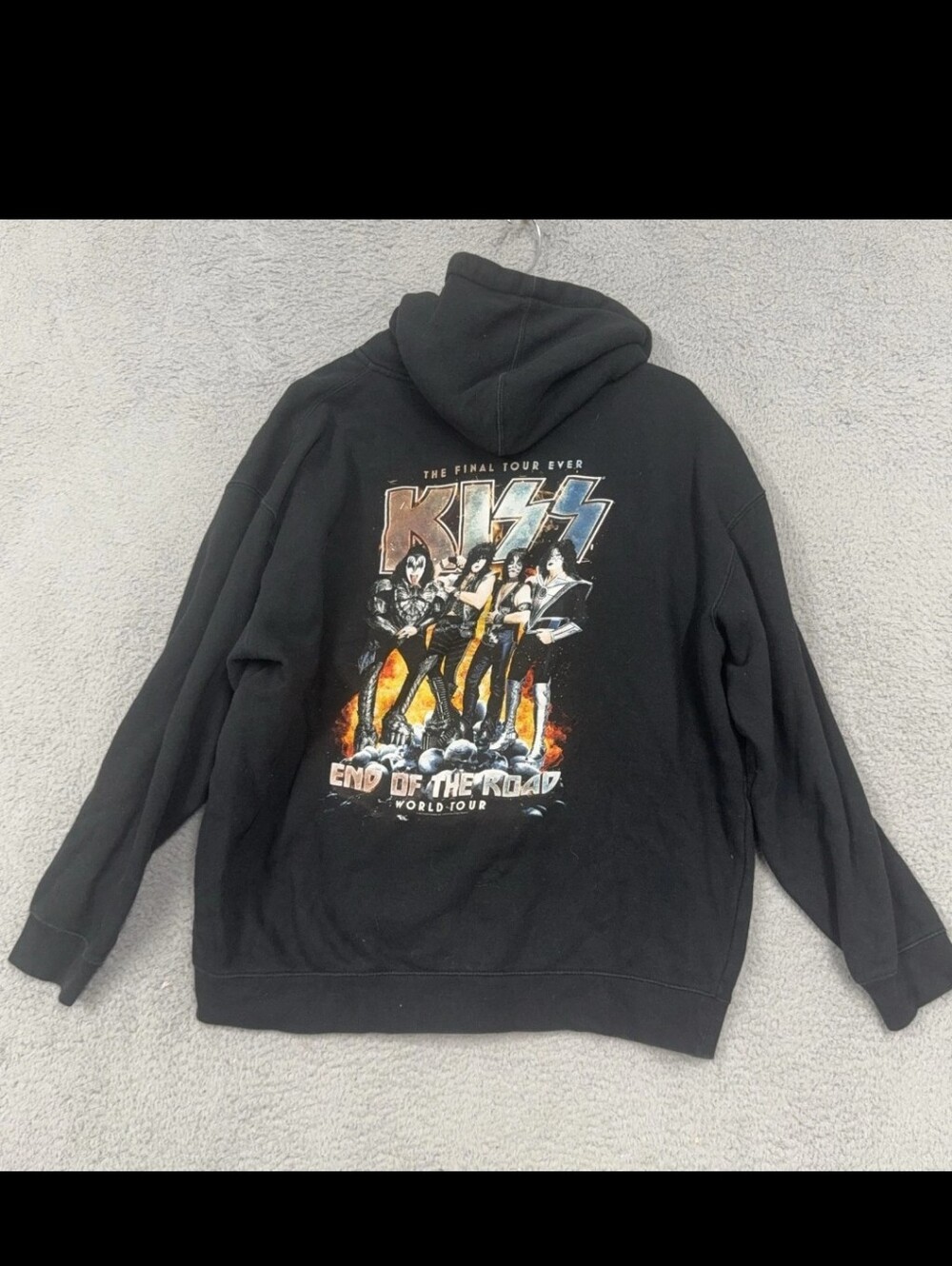 KISS Hoodie Mens M Black Full Zip End Of The Road World Tour Graphic Fleece
